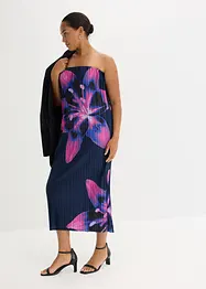 Bandeau-Kleid aus glänzendem Satin mit Plisse, bonprix