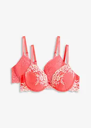 Lot de 2 soutiens-gorge à coques et dentelle multicolore, bonprix