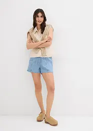 Short en jean avec taille haute élastiquée, bonprix