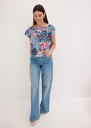 Blouse à encolure Bardot en viscose mélangée, bonprix