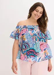 Blouse à encolure Bardot en viscose mélangée, bonprix