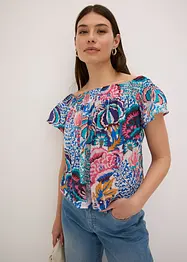 Blouse à encolure Bardot en viscose mélangée, bonprix