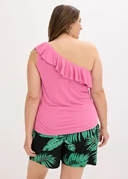 Top asymétrique avec volant en viscose douce et extensible, bonprix