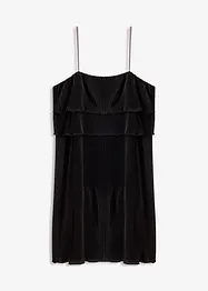 Minikleid mit Plissee und Strass-Trägern, bonprix