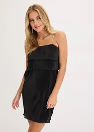 Minikleid mit Plissee und Strass-Trägern, bonprix
