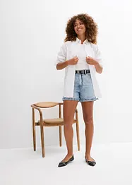Short en jean taille haute, peu extensible, bonprix
