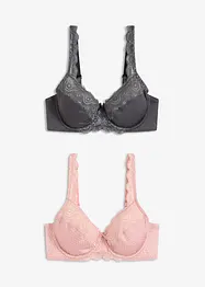 Lot de 2 soutiens-gorge à armatures et dentelle, bonprix