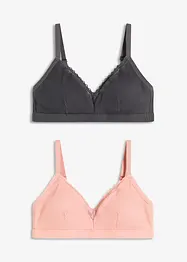 Lot de 2 soutiens-gorge bralette coton rembourrés sans armatures, bonprix