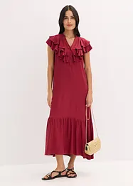 Robe midi avec volants en crêpe texturé, bonprix