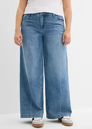 Jean large taille mi-haute, longueur sol, peu extensible, bonprix
