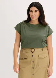 T-shirt avec détails au crochet, bonprix