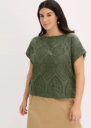 T-shirt à broderies anglaises, bonprix