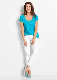 T-shirt coton et dentelle, manches courtes, bonprix