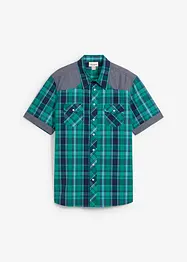 Kurzarmhemd mit Denim-Besatz, bonprix