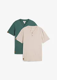 Henleyshirt (2er Pack) aus reiner Bio-Baumwolle, bonprix