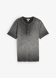 T-shirt col tunisien en 100% coton, aspect délavé, bonprix