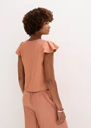 Bluse mit Volantärmeln in Glanzoptik, bonprix