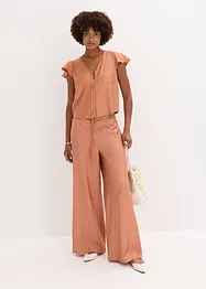 Bluse mit Volantärmeln in Glanzoptik, bonprix