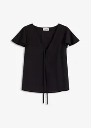 Bluse mit Volantärmeln in Glanzoptik, bonprix