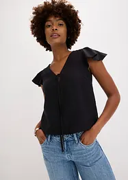 Bluse mit Volantärmeln in Glanzoptik, bonprix