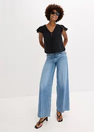 Bluse mit Volantärmeln in Glanzoptik, bonprix