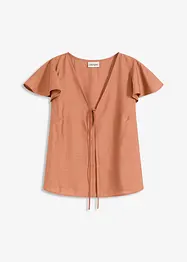 Bluse mit Volantärmeln in Glanzoptik, bonprix