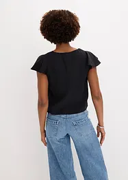 Bluse mit Volantärmeln in Glanzoptik, bonprix