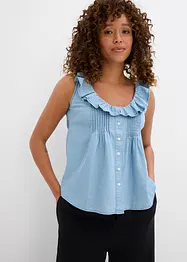 Jeans-Blusentop aus Bio-Baumwolle, bonprix