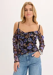 Cold-Shoulder-Shirt aus leichtem Mesh, bonprix