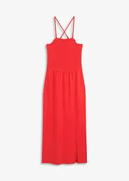Robe midi en jersey avec empiècement smocké et fente, bonprix