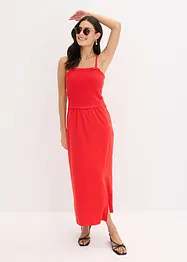 Robe midi en jersey avec empiècement smocké et fente, bonprix