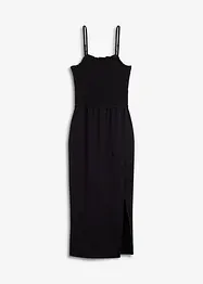 Midikleid aus festem Jersey mit Smockeinsatz und Schlitz, bonprix