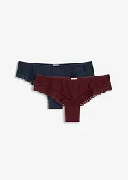 Lot de 4 slips brésiliens coton et dentelle, bonprix