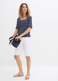 Ripp-Shirt mit Blumendruck, Halbarm, bonprix