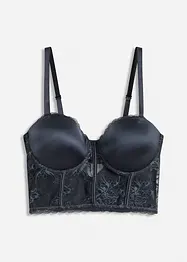 Soutien-gorge balconnet en polyamide brillant avec dentelle à franges, bonprix
