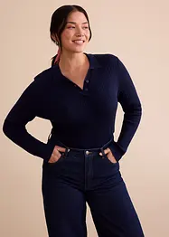 Ripp-Strickpullover mit Polokragen, bonprix