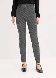Pantalon en jacquard à taille élastiquée, détail boucle, bonprix