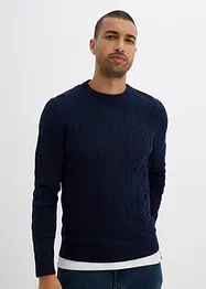 Pull en fine maille à torsades, slim, bonprix