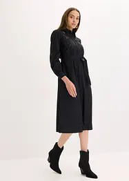 Midikleid mit Spitzeneinsatz aus Baumwolle, bonprix