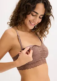 Lot de 2 soutiens-gorge d’allaitement sans armatures avec dentelle et coton, bonprix