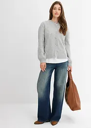 Jean droit et loose, taille haute, peu extensible, bonprix