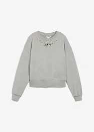 Oversize-Sweatshirt mit Strass aus Baumwolle, bonprix