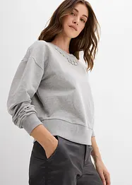 Oversize-Sweatshirt mit Strass aus Baumwolle, bonprix