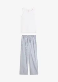 Pyjama mit Ripp Top und gewebter Hose, bonprix