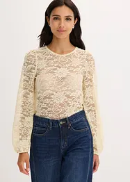 Kurzes Shirt aus elastischer Spitze, bonprix