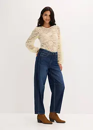 Kurzes Shirt aus elastischer Spitze, bonprix