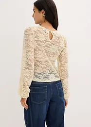 Kurzes Shirt aus elastischer Spitze, bonprix