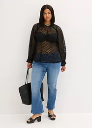 Spitzen-Shirt mit Volants aus Baumwolle, bonprix