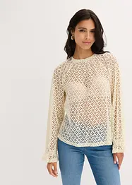 Spitzen-Shirt mit Volants aus Baumwolle, bonprix