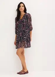Mesh-Jerseykleid mit Volants, bonprix